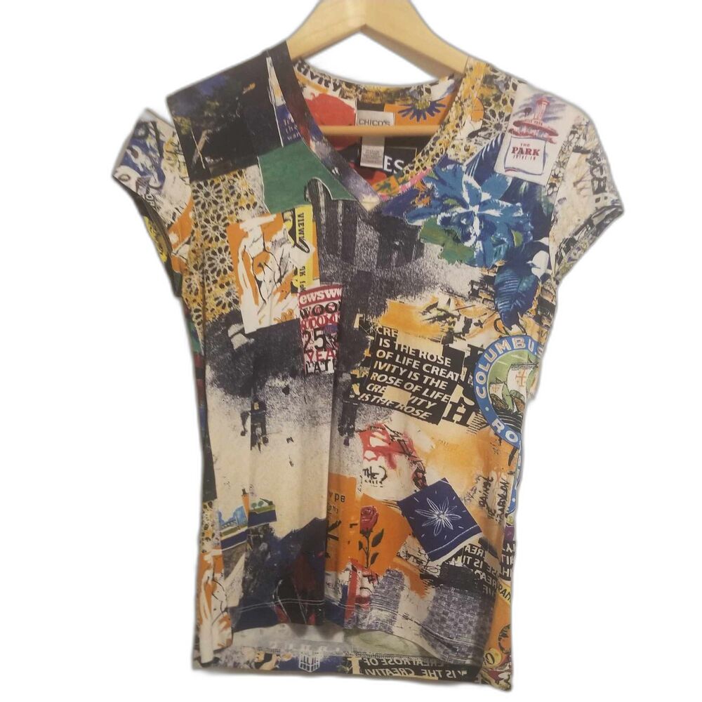 Chico's Women's Multi Media Shirt Sz 0